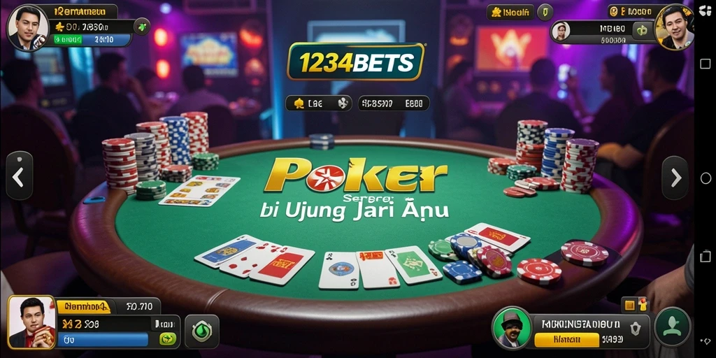 Screenshot gameplay <strong>1234BETS</strong> yang menunjukkan suasana permainan Poker yang mendebarkan.