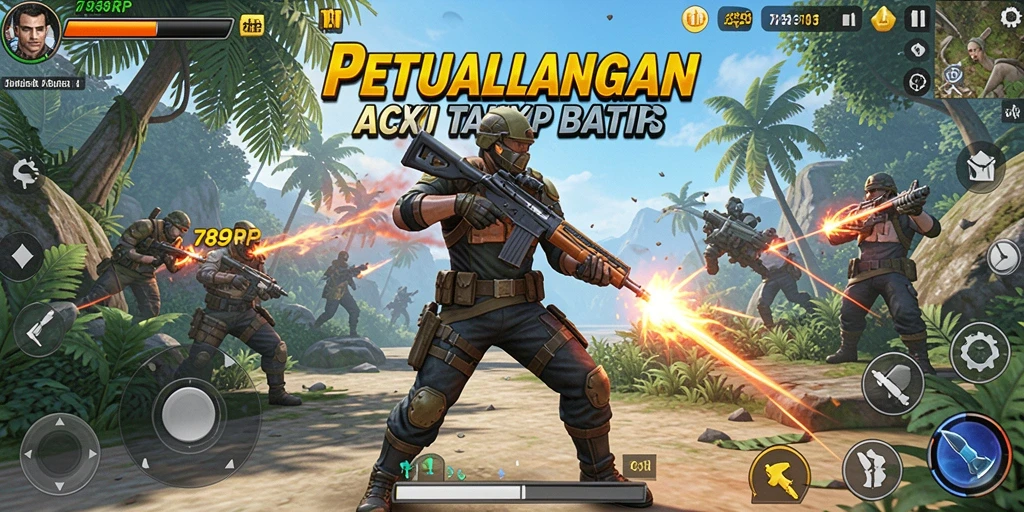 Screenshot gameplay 789RP dengan aksi pertempuran yang mendebarkan.