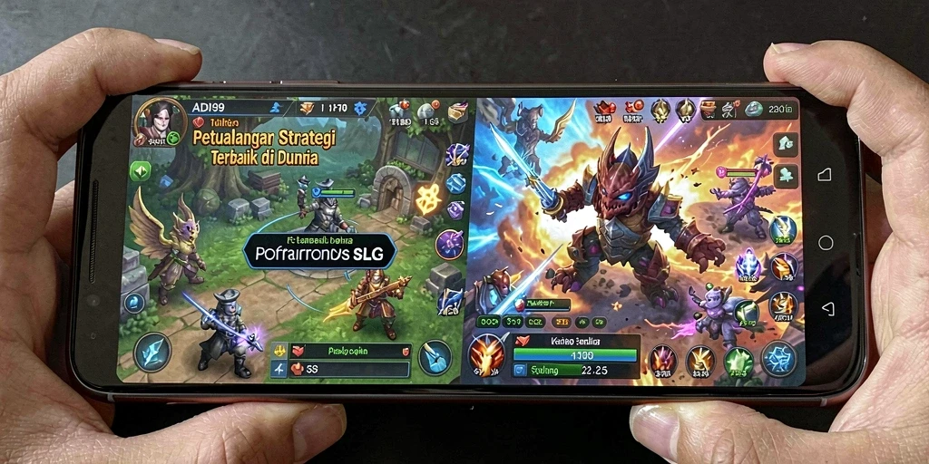 Tampilan gameplay mendebarkan dengan strategi tempur yang menarik.