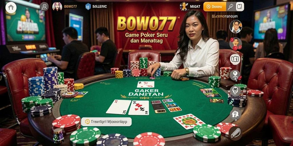 Tampilan gameplay BOWO77 dengan grafis poker yang menawan.
