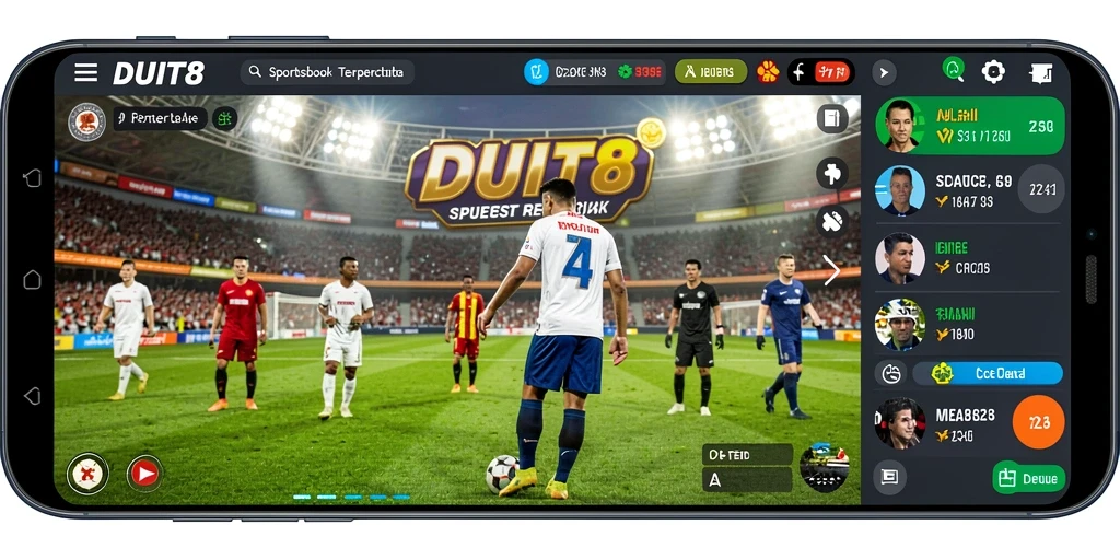 Tampilan gameplay taruhan olahraga di aplikasi DUIT8 yang menakjubkan.