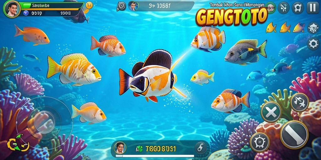 Screenshot gameplay GENGTOTO yang seru dengan suasana menembak ikan.
