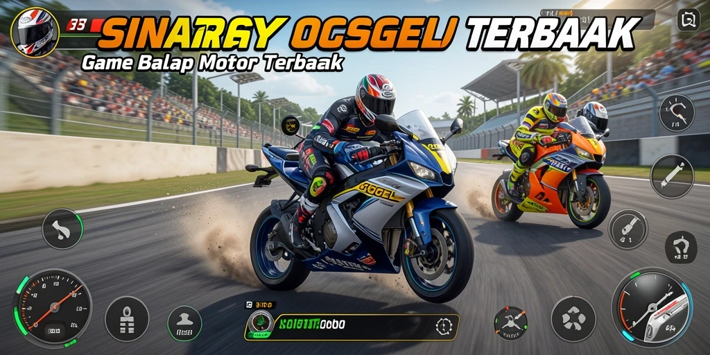 Tampilan utama gameplay SINARTOGEL menampilkan balapan motor yang mendebarkan.