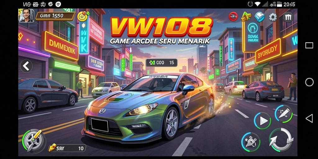 Screenshot gameplay VW108 menampilkan aksi seru dalam permainan Arcade.
