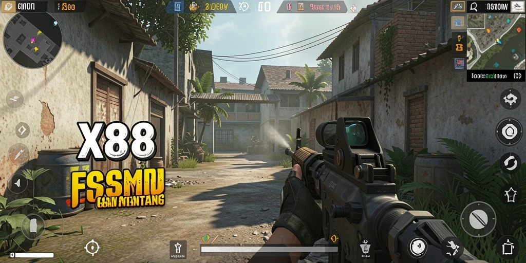 Tampilan penuh aksi dalam gameplay X88 yang mendebarkan dan seru.